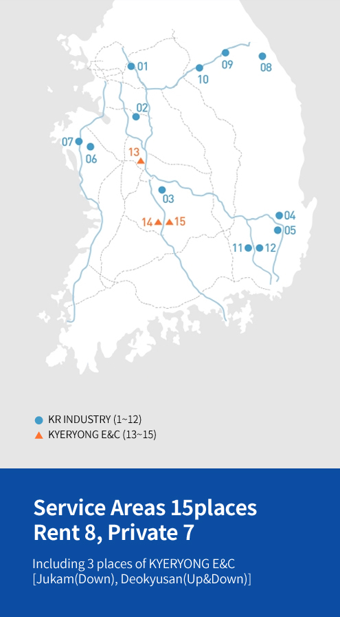 Service Areas 15places Rent 8, Private 7